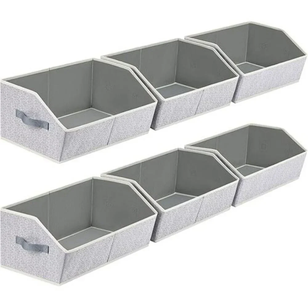Closet Storage Bins 6 Pack Large Fabric Organizer Baskets with Handles Collapsib